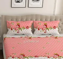 GACHDECOR Elastic Fitted Bedsheets Queen Size, Bedsheet for Queen Bed Elastic Fitted, 220 TC Cotton Feel Printed Fitted Bedsheet with 2 Pillow Covers-thumb2