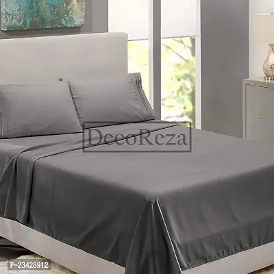 DECOREZA Glace Cotton Plain Solid Bedsheet for Single Bed with One Pillow Cover for Hotels |Home |Hospital |Guest House (Dark Grey, Single Bed)-thumb0