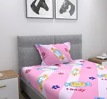 GACHDECOR All Around Elastic Fitted Single Bed Size Bedsheet with 1 Large Pillow Covers Fits Upto Mattress of 8 Inches,Size - 36 x 72, Pink Candy-thumb1