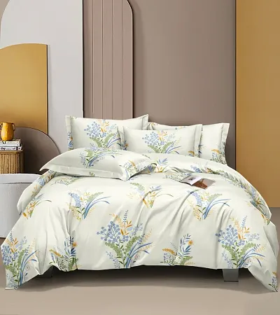 Printed Glace Cotton Double Bedsheet with 2 Pillow Covers