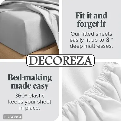 DECOREZA 240TC Premium Cotton Feel King Size Elastic Fitted Bedsheets with 2 Pillow Covers |Elastic Bedsheet for Double Bed Supersoft | Size - 72 x 78 x 8 (Brown-Geometric)-thumb4