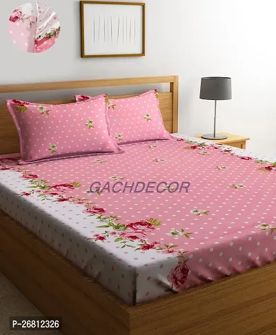 Fancy Glace Cotton Floral Fitted Elastic 2 Bedsheet With 4 Pillow Covers-thumb3