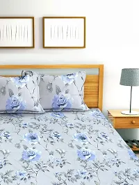 Gachdecor Try One Low Prize 300 TC Elastic Fitted Comfortable Cotton Printed King Size Bedsheet with 2 pillow covers, 72 inch X 78 Inch, Color, Jasmine Flower-thumb1