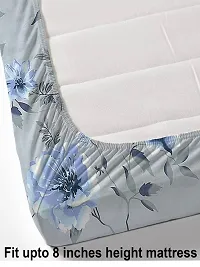 Gachdecor Try One Low Prize 300 TC Elastic Fitted Comfortable Cotton Printed King Size Bedsheet with 2 pillow covers, 72 inch X 78 Inch, Color, Jasmine Flower-thumb2