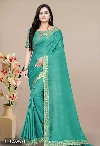 Elegant Sky Blue Vichitra Silk Embroidered Bandhani Women Saree with Blouse Piece