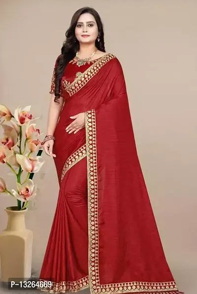 Elegant Maroon Vichitra Silk Embroidered Bandhani Women Saree with Blouse Piece