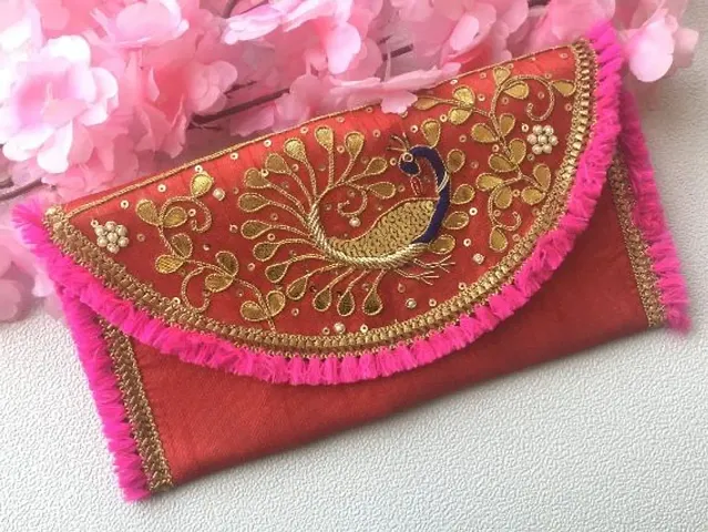 Attractive Embroidered Silk Clutches For Women