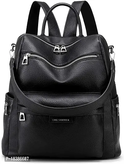 Medium 25 L Backpack Purse for Women Convertible Travel Vintage PU Leather Shoulder Bag-thumb0
