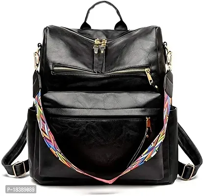 Medium 25 L Backpack Purse for Women Convertible Travel Vintage PU Leather Shoulder Bag