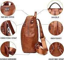 Medium 25 L Backpack Purse for Women Convertible Travel Vintage PU Leather Shoulder Bag-thumb2