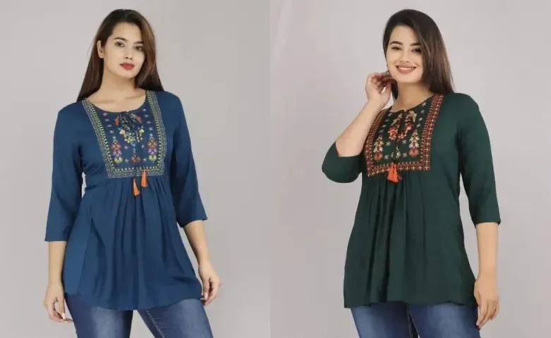 Stylish Rayon Top For Women Combo Of 2