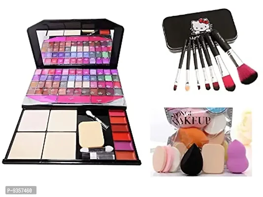 TYA EyeShadow Palette (Makeup Kit)+ 7 Pcs Makeup Brush + 6 in 1 Blender Puff Combo - Multicolor-thumb0