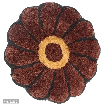 Kalyan Global Polyester Flower Design Anti Slip Floor Rug/Door Mat for Home (60 x 60 cm, Brown)-thumb4