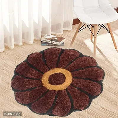 Kalyan Global Polyester Flower Design Anti Slip Floor Rug/Door Mat for Home (60 x 60 cm, Brown)