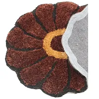 Kalyan Global Polyester Flower Design Anti Slip Floor Rug/Door Mat for Home (60 x 60 cm, Brown)-thumb1