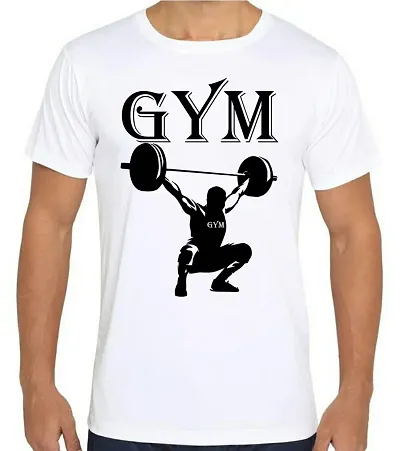 RK SPORTS Round Neck Gym Printing T Shirts (XX-Large) White