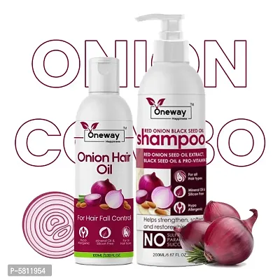 Oneway Happiness Onion Hair Growth kit 300ml ( Onion Hair Oil 100ml and Onion Hair Shampoo 200ml )-thumb0