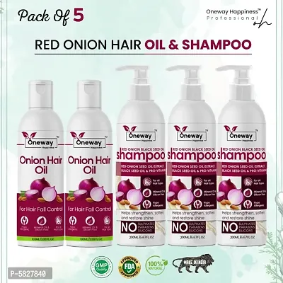 Oneway Happiness Onion Hair Growth kit 800ml ( 2P Onion Hair Oil 100ml and 3P Onion Hair Shampoo 200ml )