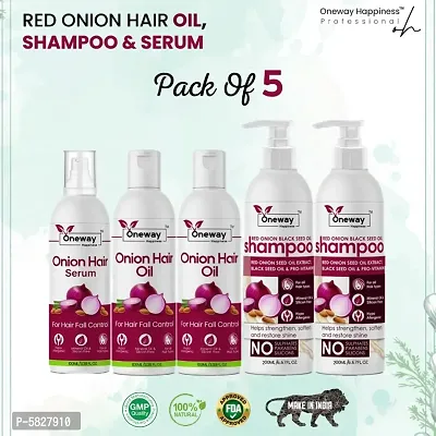 Oneway Happiness Onion Hair Growth kit 700ml ( 2unit Onion Hair Oil 100ml and 2unit Onion Hair Shampoo 200ml and 1unit Onion Hair Serum 100ml )-thumb0