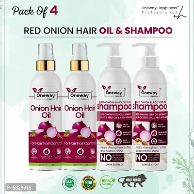 Oneway Happiness Onion Hair Growth kit 800ml (2unit Onion Hair Oil 100ml and 2unit Onion Hair Shampoo 200ml )