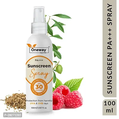 Oneway Happiness Sunscreen Spray Matte Finish - Spf 30 Pa+++ - Very High Broad Spectrum - Uva  Uvb Protection - Quick Absorb - No Parabens, Silicones, Mineral Oil, Oxide, Color  Benzophenone, 100mL