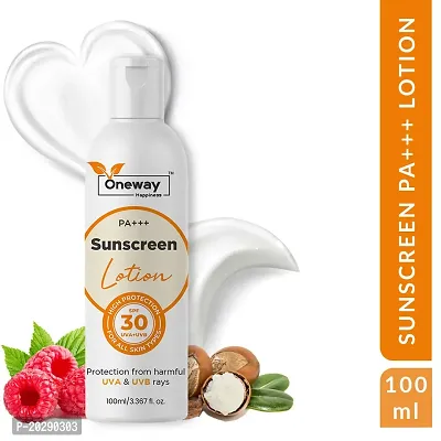 Oneway Happiness Sunscreen Lotion Matte Finish - Spf 30 Pa+++ - Very High Broad Spectrum - Uva  Uvb Protection - Quick Absorb - No Parabens, Silicones, Mineral Oil, Oxide, Color  Benzophenone, 100mL-thumb0