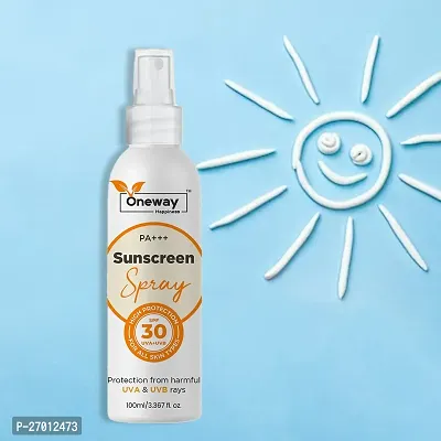 Oneway Happiness Sunscreen Spray Matte Finish - Spf 30 Pa+++ - Very High Broad Spectrum - Uva  Uvb Protection - Quick Absorb - No Parabens, Silicones, Mineral Oil, Oxide, Color  Benzophenone, 100mL-thumb0