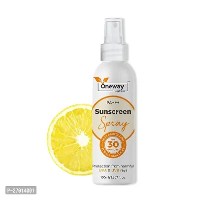 Oneway Happiness Sunscreen Spray Matte Finish - Spf 30 Pa+++ - Very High Broad Spectrum - Uva  Uvb Protection  100ml