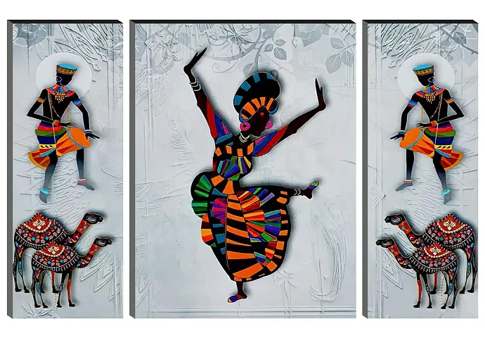Set Of 3-Piece Traditional Dance Modern Art (DL1) MDF Framed Wall Art Painting Set (12X18 Inch,Multicolor)