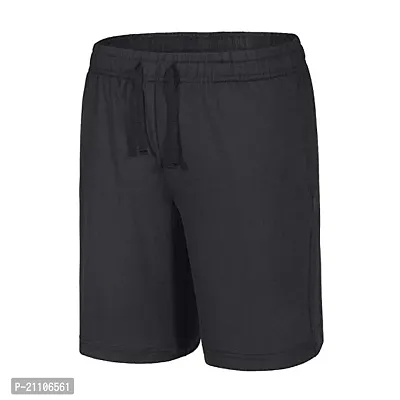 Stylish Black Cotton Solid Sports Shorts For Men-thumb0