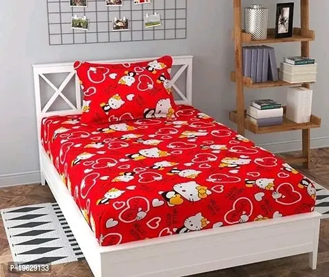 Beautiful Cotton Printed Single Bedsheet with Pillowcovers-thumb0