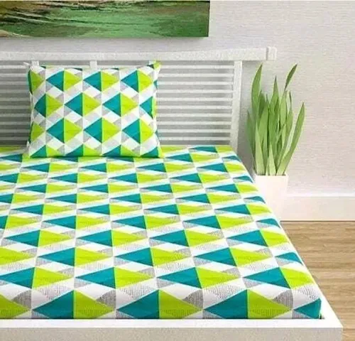 Printed Cotton Single Bedsheet with 1 Pillow Covers