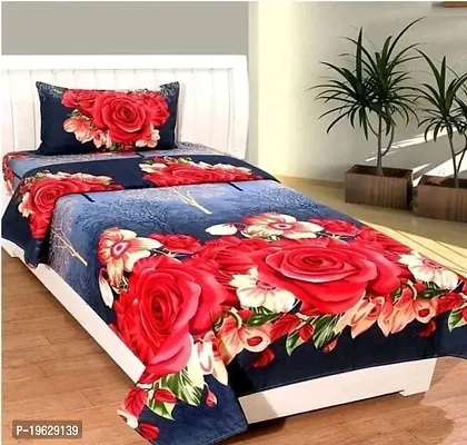 Beautiful Cotton Printed Single Bedsheet with Pillowcovers-thumb0