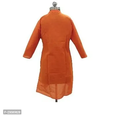 A-Line Orange Printed Cotton Blend Kurta-thumb0