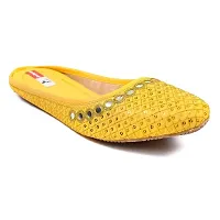 Baishya Traders Ethnic Flats, Women's Traditional Slip-On Slippers, Sandal, Chappal(JUTTI105YELLOW-8)-thumb1