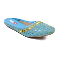 Baishya Traders Ethnic Flats, Women's Traditional Slip-On Slippers, Sandal, Chappal(JUTTI105SKYBLUE-12)-thumb1