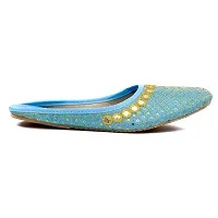 Baishya Traders Ethnic Flats, Women's Traditional Slip-On Slippers, Sandal, Chappal(JUTTI105SKYBLUE-11)-thumb2