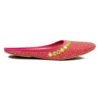 Baishya Traders Ethnic Flats, Women's Traditional Slip-On Slippers, Sandal, Chappal(JUTTI105PINK-8)-thumb1