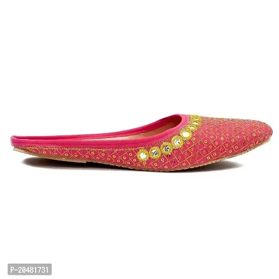 Baishya Traders Ethnic Flats, Women's Traditional Slip-On Slippers, Sandal, Chappal(JUTTI105PINK-8)-thumb2