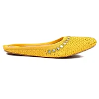 Baishya Traders Ethnic Flats, Women's Traditional Slip-On Slippers, Sandal, Chappal(JUTTI105YELLOW-12)-thumb2