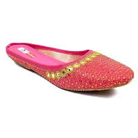 Baishya Traders Ethnic Flats, Women's Traditional Slip-On Slippers, Sandal, Chappal(JUTTI105PINK-8)-thumb2