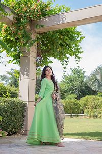 Stylish Slub Cotton Green Kurta With Dupatta Set For Women-thumb3