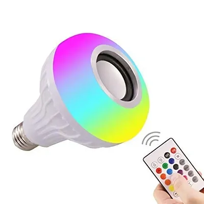 NSCC Wireless Bluetooth LED Music Bulb Colourful Lamp Built-in Audio Speaker Music Player With Remote Control-thumb0