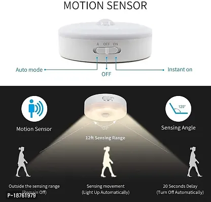 USB Rechargeable Motion Sensor Lamp Human Body Induction Night Light for Car, Indoor, Stairs, Wardrobe, Kitchen, Cupboard with Magnetic Base (Warm,White) (Pack of 1)-thumb3