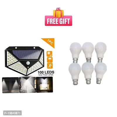 Combo Solar Interaction Wall Lamp Bk-100 , Black, Free Size(Packof 1)  9W Multipack B22 LED Cool Day White LED Bulb (Pack of 6)-thumb0