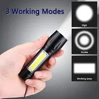 LED Flashlight with COB Light Mini Waterproof Portable LED Flashlight USB Rechargeable 3 Modes Light Flashlight - Black-thumb1