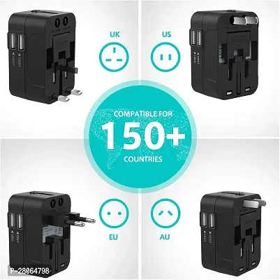 Universal Travel Adapter, International All in One Worldwide Travel Adapter and Wall Charger with USB Ports with Multi Type Power Outlet USB 2.1A,100-250 Voltage Travel Charger (Pack of 1)-thumb2