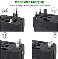 Universal Travel Adapter, International All in One Worldwide Travel Adapter and Wall Charger with USB Ports with Multi Type Power Outlet USB 2.1A,100-250 Voltage Travel Charger (Pack of 1)-thumb3