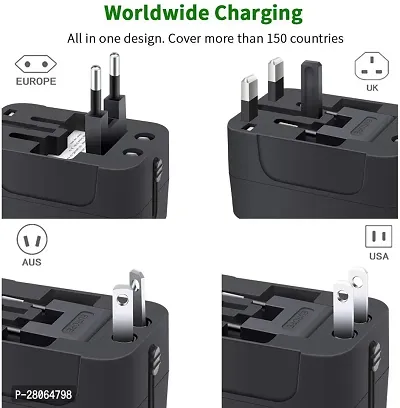 Universal Travel Adapter, International All in One Worldwide Travel Adapter and Wall Charger with USB Ports with Multi Type Power Outlet USB 2.1A,100-250 Voltage Travel Charger (Pack of 1)-thumb4