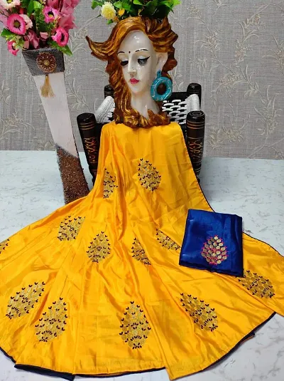 HINA COLLECTIONS Women's Sana silka Saree With Blouse Piece